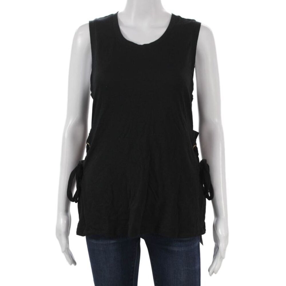 Carbon 38 Women Basic Sleeveless Tank Black Cotton Blend Round Neck Size L
